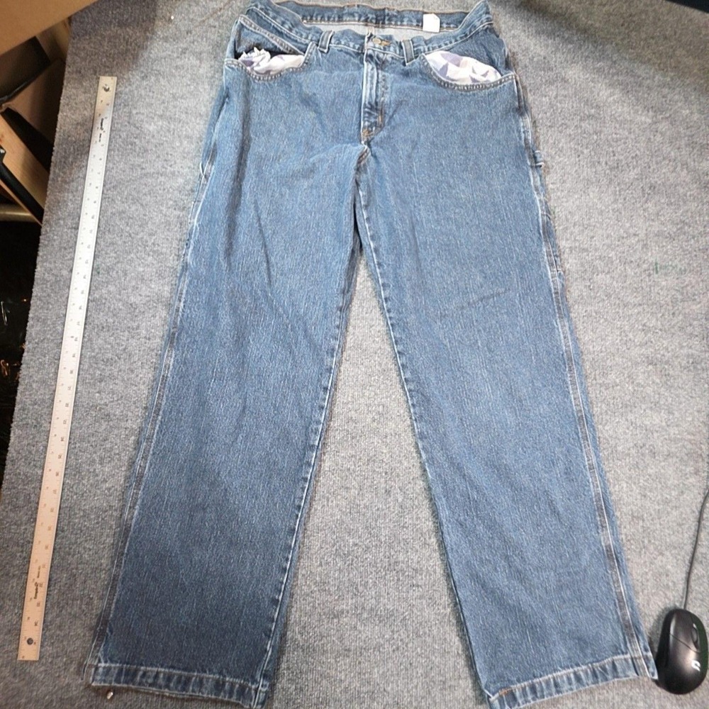 Faded Glory Jeans Mens 34x32 Blue Medium Wash Relaxed Carpenter Denim Pants